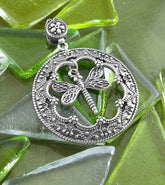 Dangling Dragonfly in Fancy Retro Old-Timey Frame Pendant | Woot & Hammy